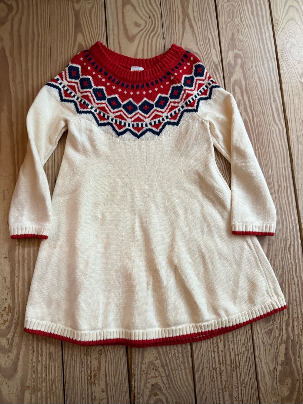 Hanna Andersson Fair Isle Sweater Dress Size 6-7